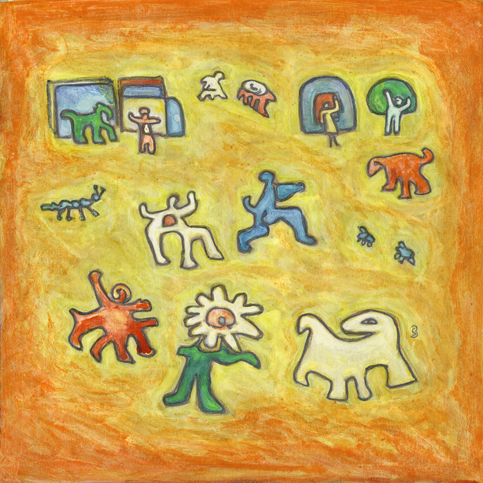 FUTURO PRIMORDIALE II 23X23 t. mista su cartoncino