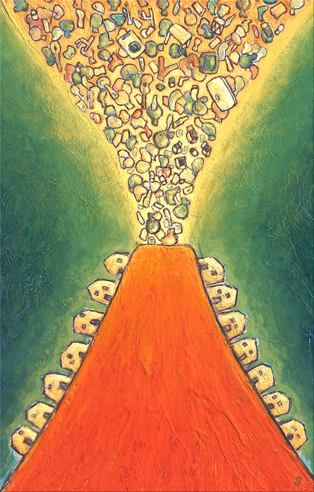 SENZA TITOLO (con vulcano) cm 35X55 acrilico su tela
