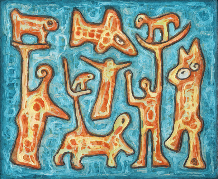VEGETALI ANIMALI 20X24 acrilico su tavola